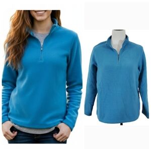 L.L. Bean Turquois quarter zip fleece sweatshirt Women's size large